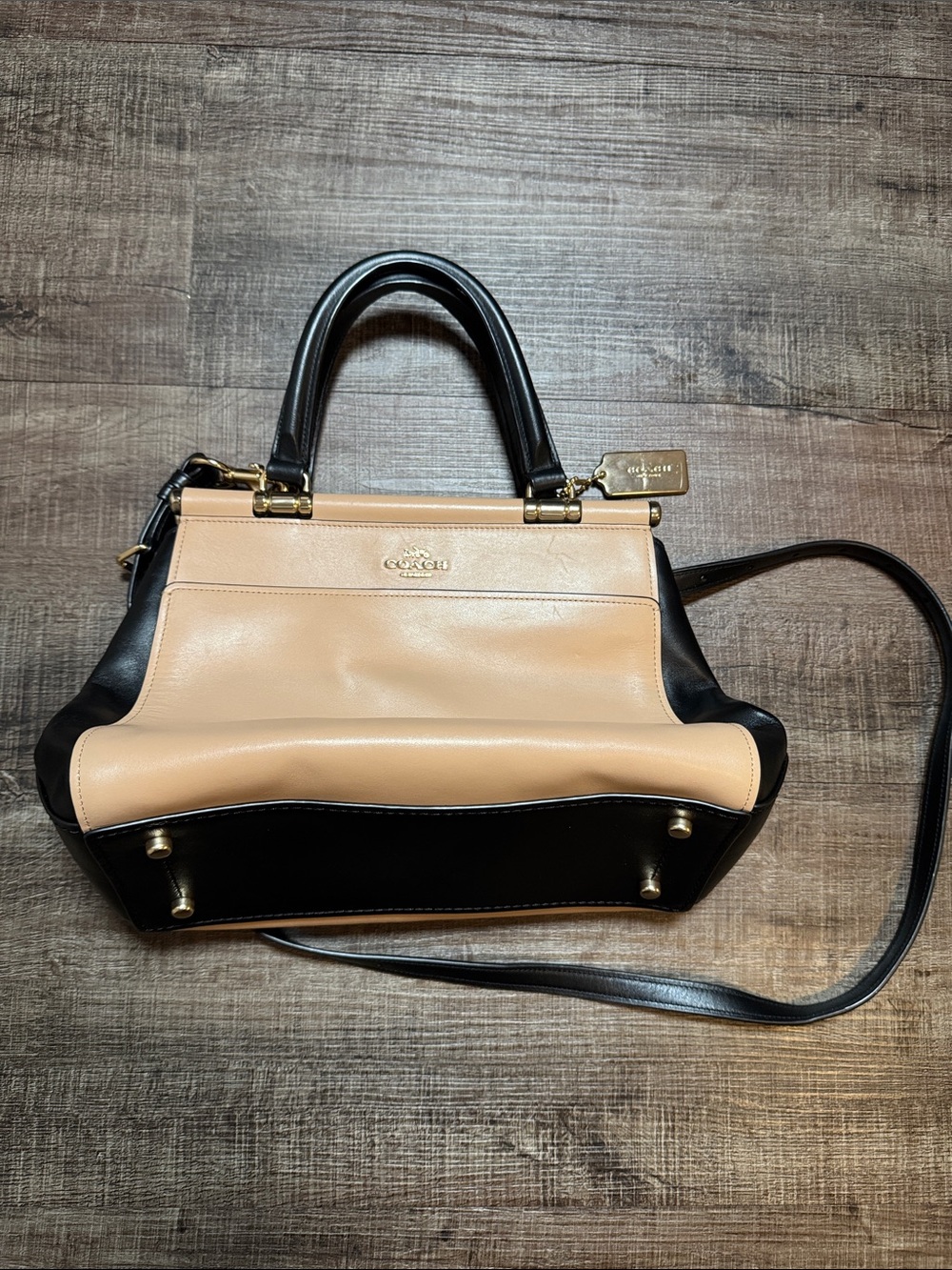 NWOT Coach‎ Grace Black and Tan Leather Satchel & Dusty